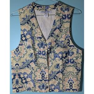 Women's Button Up Vest Size Medium Made In USA 100% Cotton Stampede Vintage